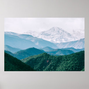 PÓSTER FOTOGRAFÍA AÉREA DE MONTAÑA Y ÁRBOL