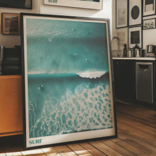 Póster Fotografía aérea de surf en cartel de pared de ola