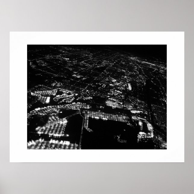 Póster Fotografía aérea en blanco y negro de California (Frente)