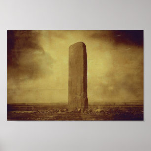 Póster Fotografía antigua de un monolito en Marte