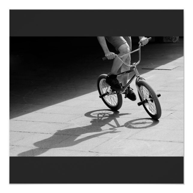 Póster fotografía bmx en blanco negro y negro (Anverso)