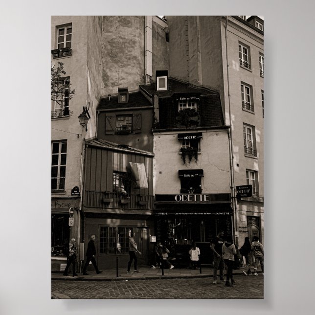 Póster fotografía callejera en blanco y negro en parís (Frente)