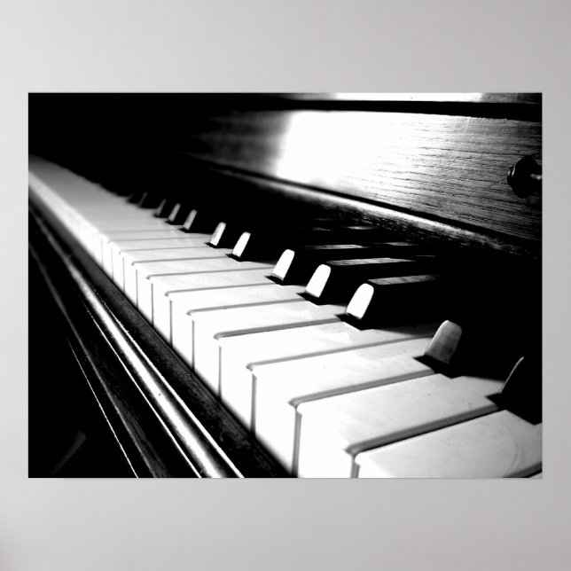 Póster Fotografía clásica de piano blanco y negro (Frente)