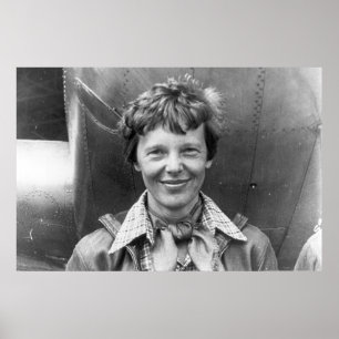Póster Fotografía de Amelia Earhart y su Lockheed Electra