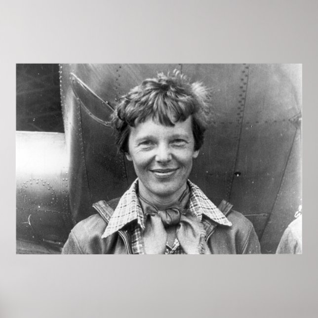 Póster Fotografía de Amelia Earhart y su Lockheed Electra (Frente)