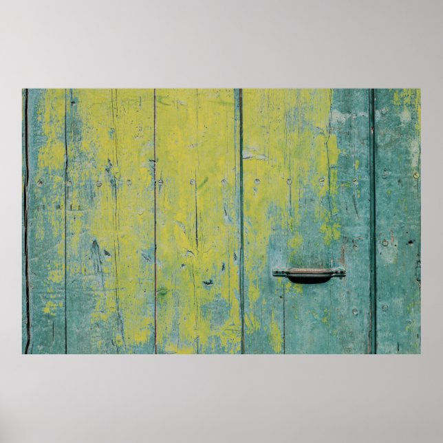 Póster Fotografía de armario de madera amarilla y verde a (Frente)