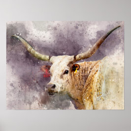 Póster Fotografía de Bella Artes de acuarela en Texas Lon