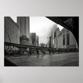 Póster Fotografía de Black and White Chicago View