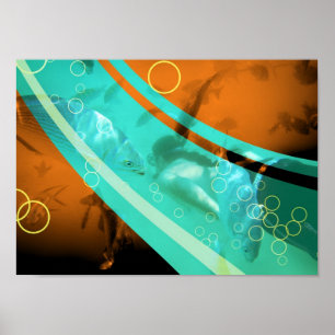 Póster fotografía de buceo retro