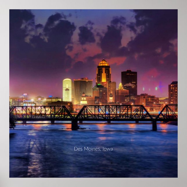 Póster Fotografía de Des Moines, Iowa (Frente)