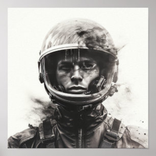 Póster Fotografía de doble exposición Mars Estilo carbón