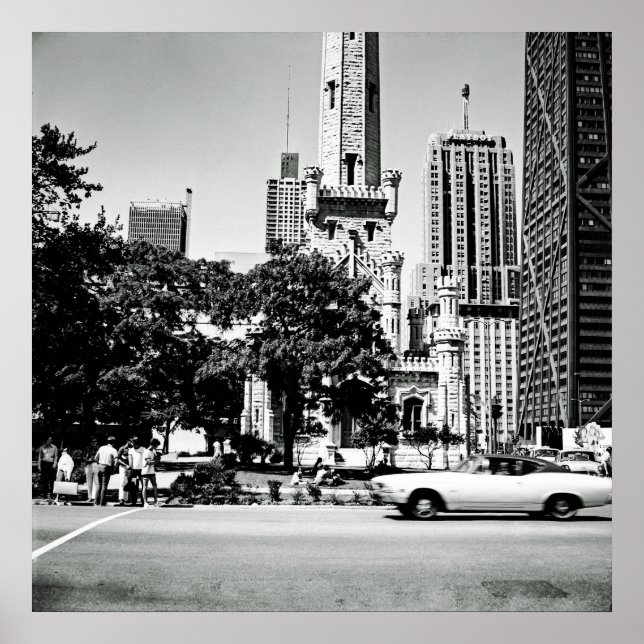 Póster Fotografía de época de la avenida Michigan 1971 de (Frente)