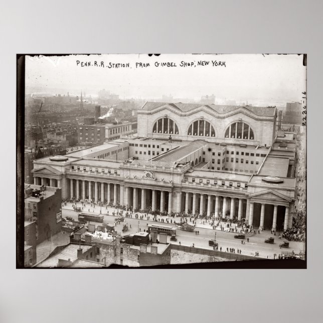 Póster Fotografía de época de Penn Station (1910) (Frente)