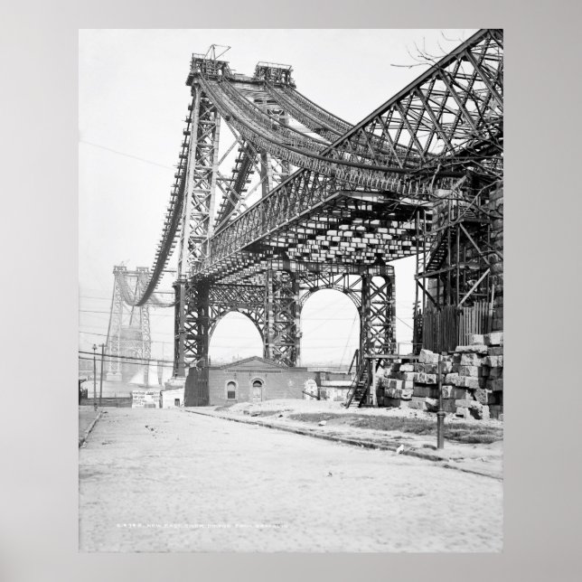 Póster Fotografía de época del puente de Williamsburg (Frente)