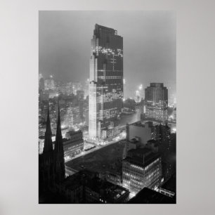 Póster Fotografía de época del Rockefeller Center (1933)