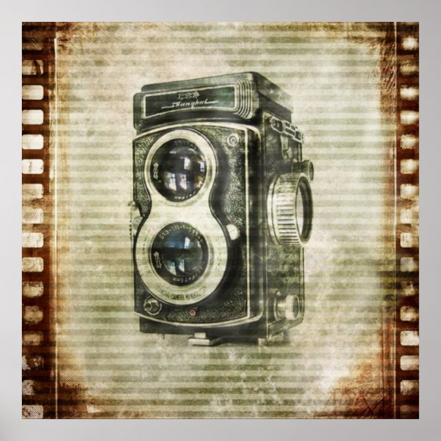 Póster Fotografía de fotógrafo Grunge Cámara de cosecha (Frente)
