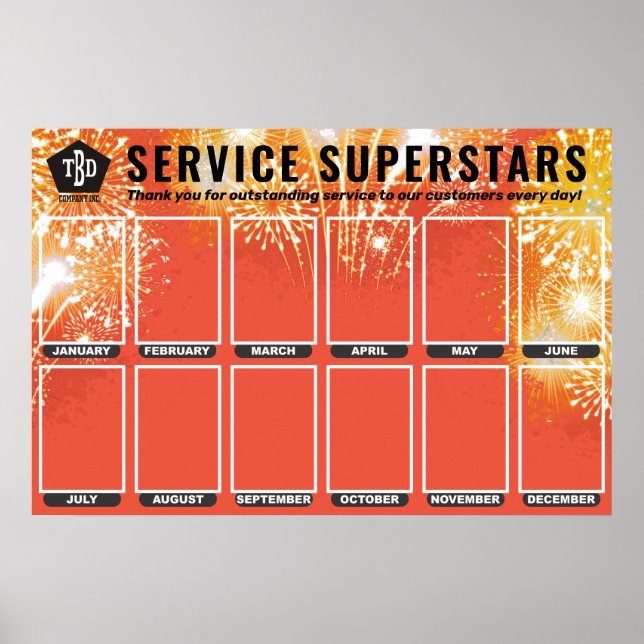 Póster Fotografía de fuegos artificiales empleado del mes (Frente)