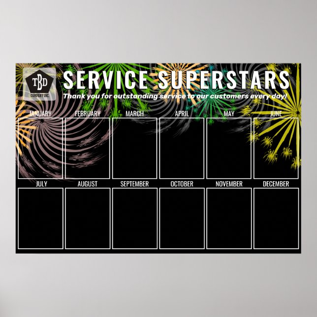 Póster Fotografía de fuegos artificiales empleado del mes (Frente)