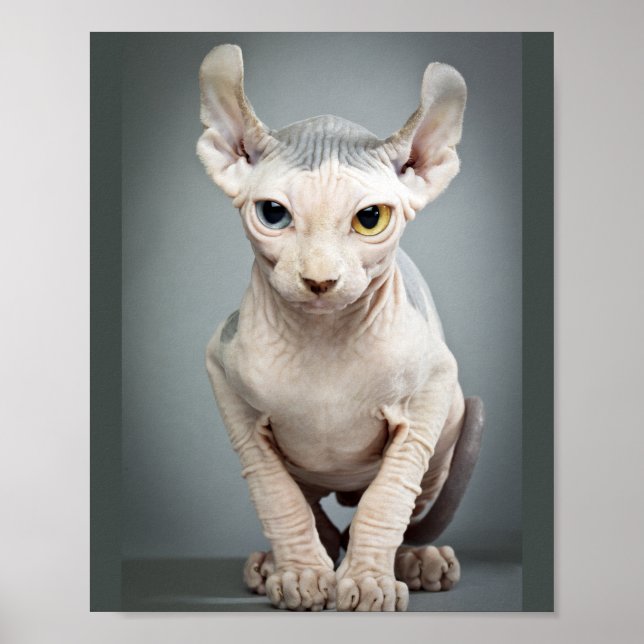 Póster Fotografía de gato esfinge elfo (Frente)