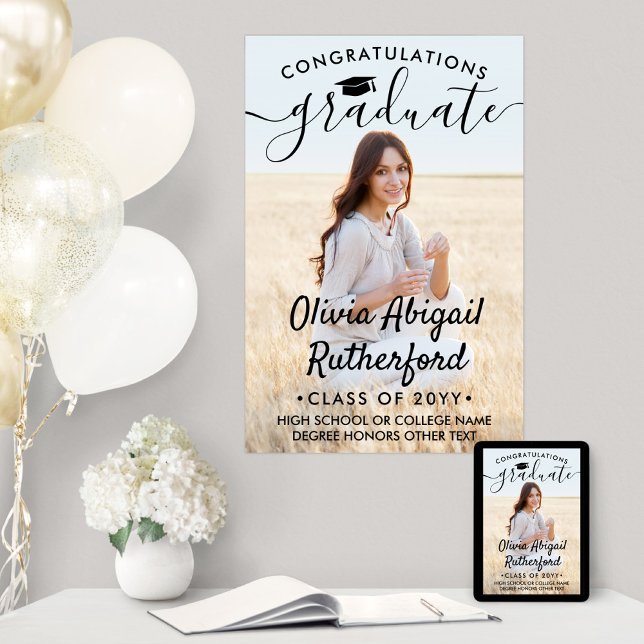 Póster Fotografía de graduación Elegante caligrafía negra (Subido por el creador)