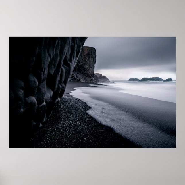 PÓSTER FOTOGRAFÍA DE GRAYSCALE DE MAR Y MAR TRANQUILO (Frente)