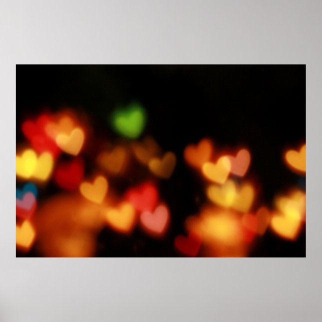 Póster Fotografía de Hearts Bokeh (Frente)