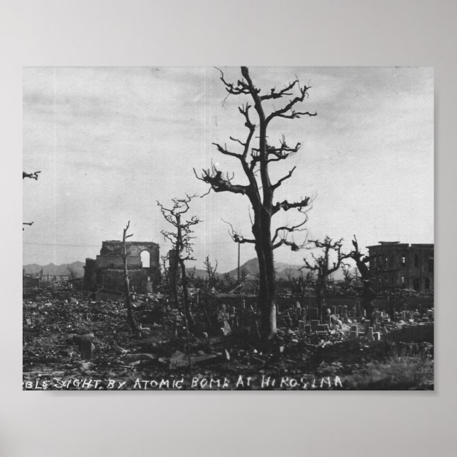 Póster Fotografía de Hiroshima, bomba atómica en la Segun (Frente)