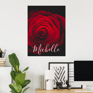 Póster Fotografía de la cosecha de rosa rojo monograma pe