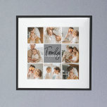 Póster Fotografía de la familia Collage y regalo gris per<br><div class="desc">Crea un hermoso collage familiar personalizado con ocho fotos, acompañado de un nombre familiar personalizado en gris. Este regalo único y atento es perfecto para conmemorar momentos especiales y celebrar el amor y el vínculo dentro de una familia. El collage contiene ocho fotos cuidadosamente seleccionadas que se pueden proporcionar, mostrando...</div>