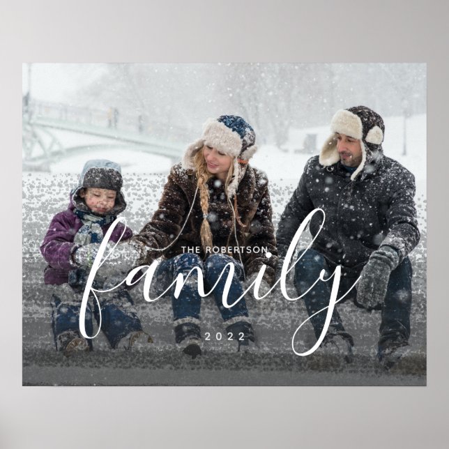 Póster Fotografía de la familia personalizado Resumen Neg (Frente)