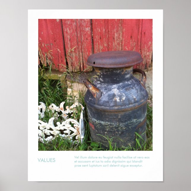 Póster Fotografía de la granja relic y cita Inspiradora (Frente)