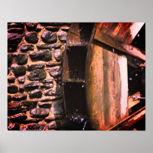 Póster Fotografía de la naturaleza de la rueda de agua de