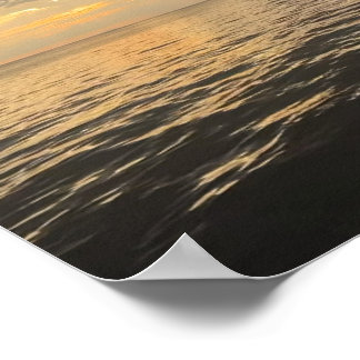 Póster Fotografía de la reflexión del atardecer en el océ