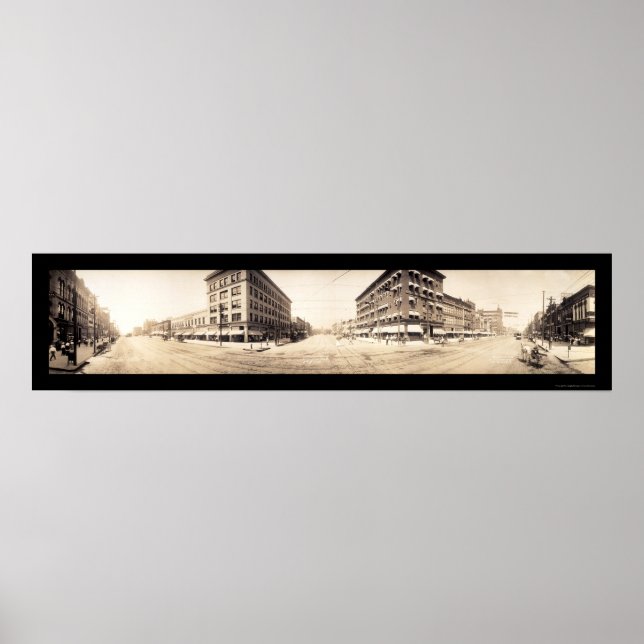 Póster Fotografía de las calles Lincoln NE de 1908 (Frente)