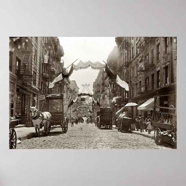 Póster Fotografía de Little Italy Mott Street NYC (1908) (Frente)