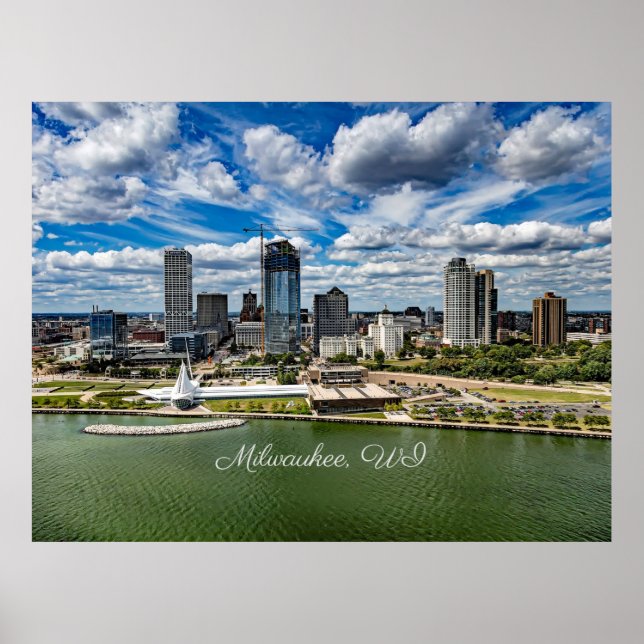 Póster Fotografía de Milwaukee, Wisconsin, paisaje urbano (Frente)