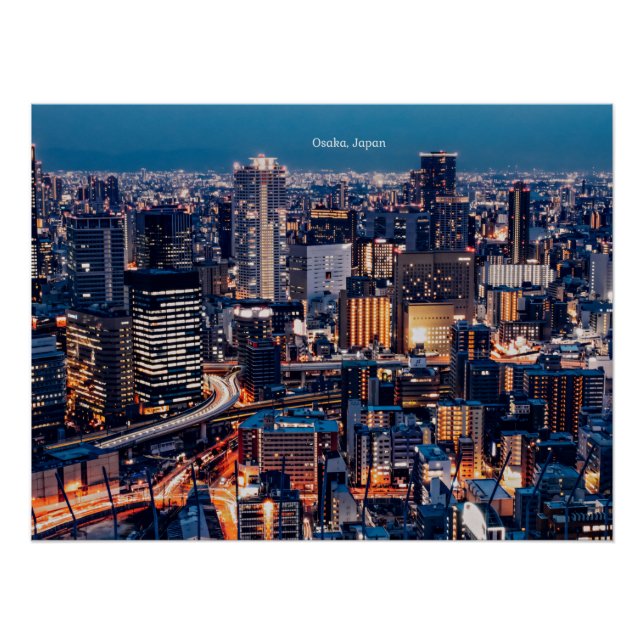 Póster Fotografía de paisajes urbanos de Osaka Japón (Anverso)