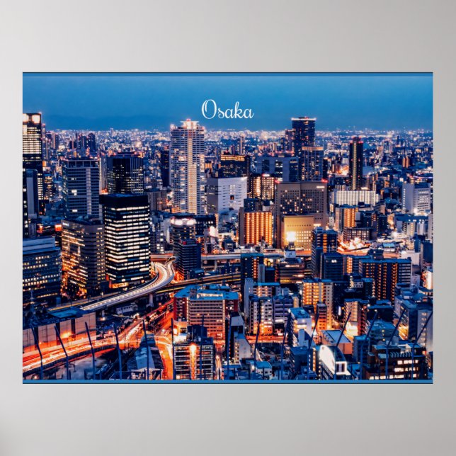 Póster Fotografía de paisajes urbanos de Osaka Japón (Frente)