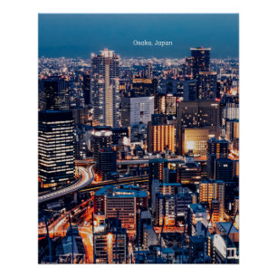 Póster Fotografía de paisajes urbanos de Osaka Japón