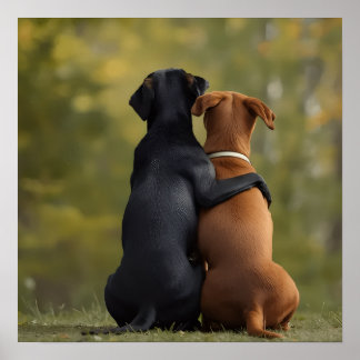 Póster Fotografía de Perros Amigos Leales