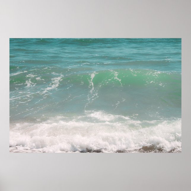 Póster Fotografía de playas del mar verde azul con olas p (Frente)