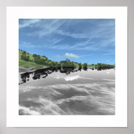 Póster Fotografía de reflexión en la carretera verde