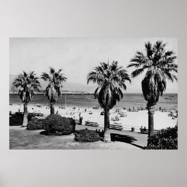 Póster Fotografía de Santa Barbara, CA West Beach View (Frente)