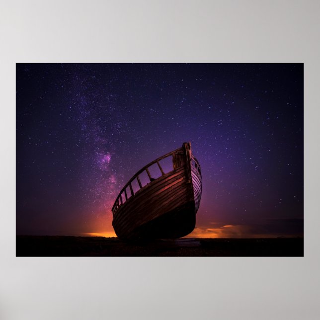 PÓSTER FOTOGRAFÍA DE SILHOUETTE DEL BARCO DE VELA EN EL C (Frente)