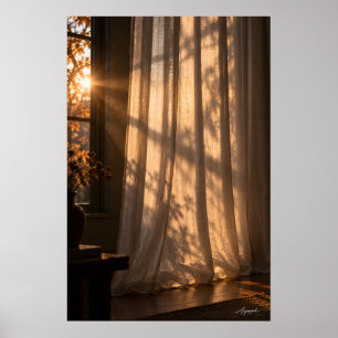Póster Fotografía de silueta de cortina con iluminación t