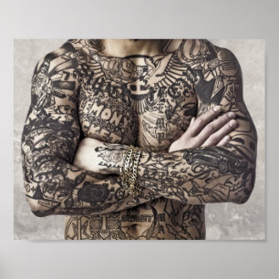 Póster Fotografía de tatuaje en cuerpo masculino