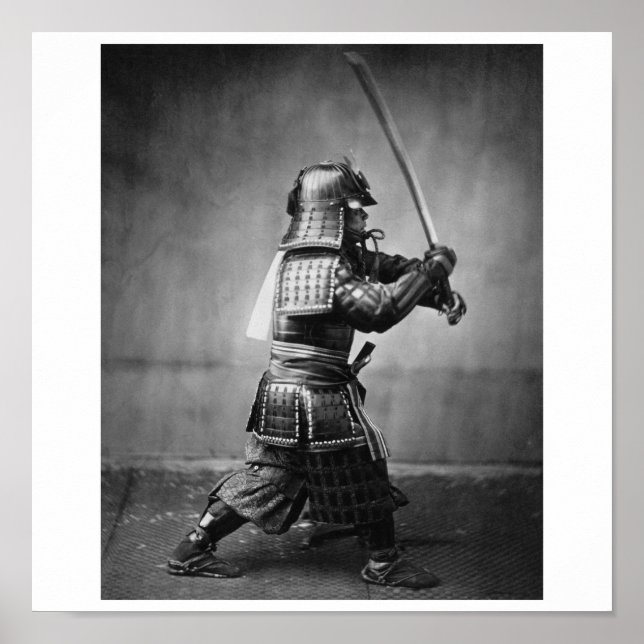 Póster Fotografía de un Samurai C. 1860 (Frente)