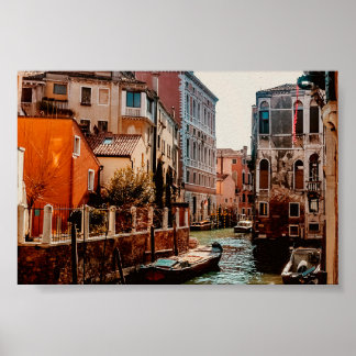 Póster Fotografía de Venecia Gondola Canal Italia