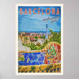 Póster Fotografía de Viajes por la Vintage de Barcelona