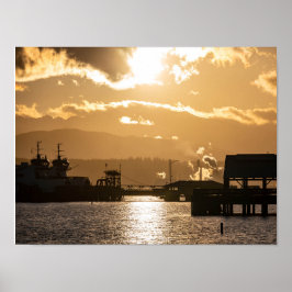 Póster Fotografía de Washington State Ferries al Atardece
